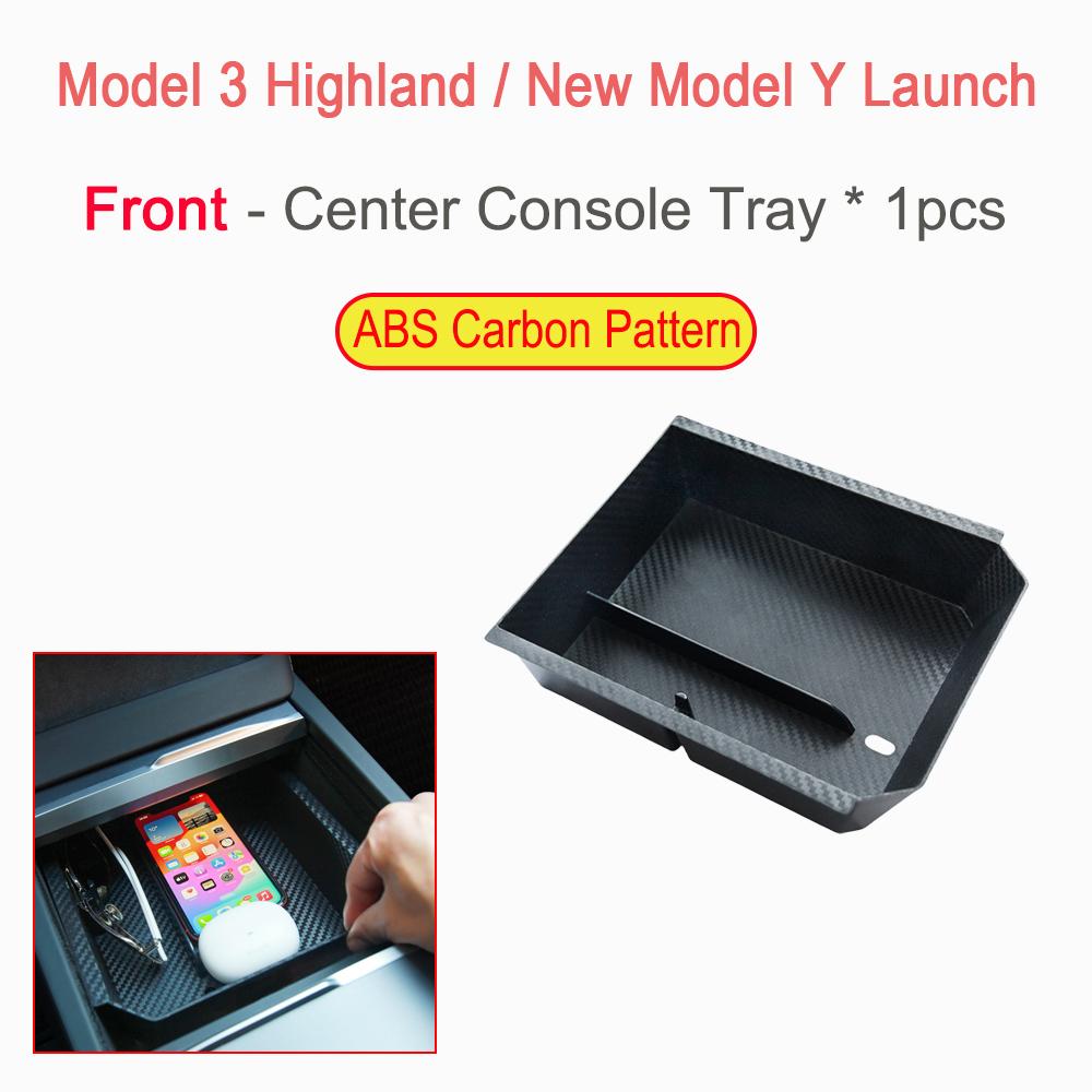 Center Console Organizer For New Tesla Model 3 Highland Model Y Launch Tray Armrest Storage Box Cup Holder Mats Trim Accessories