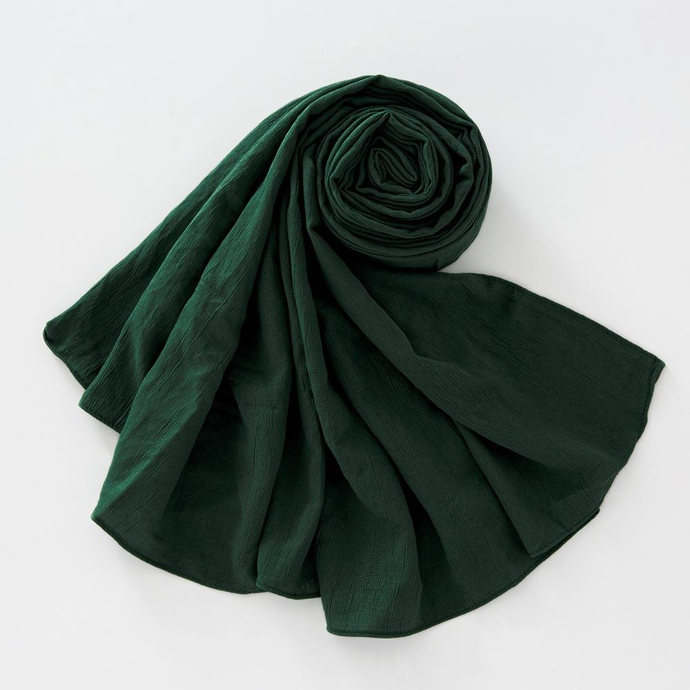 New Breathable Crumpled Scarf For Women Girls Solid Scarves Soft Cotton Wrinkle Pashmina Shawl Foulard Winter Warm Wrap Shawls