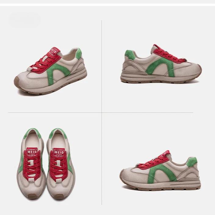Johnature Sneakers Casual Mixed Colors Sports Shoes Genuine Leather Fashionable Comfortable Women's Shoes