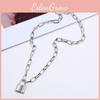 Alloy Punk Fashion Chain Necklace With Lock Pendant For Casual Wear And Gifts