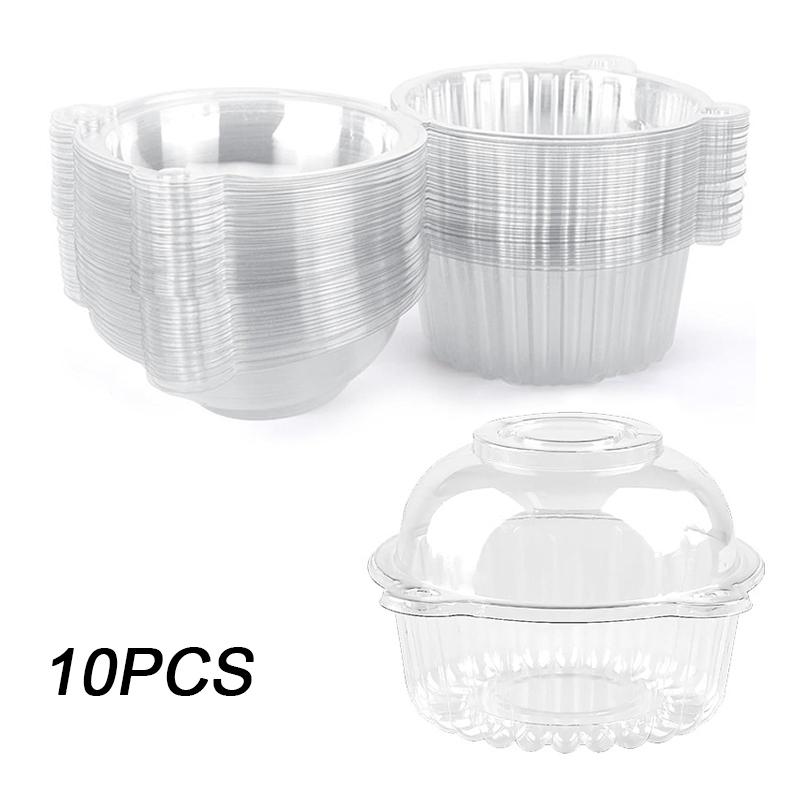 10/50PC With Lids Birthday Clear Dessert Packaging Cupcake Holder Wedding Donut Muffin Cake Container Dessert