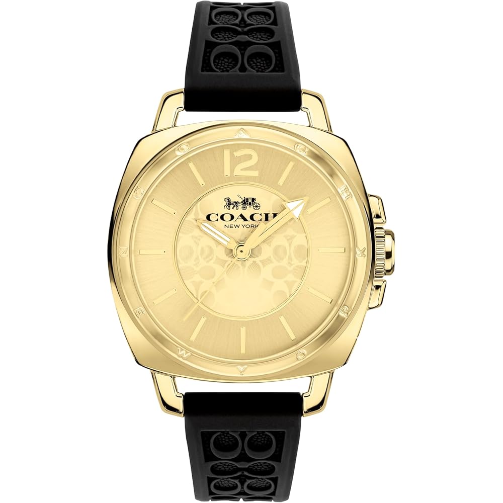 Coach Boyfriend Women s Watch Gold Dial Silicone Strap 14503980