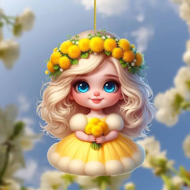 Acrylic Whimsical Angel Hanging Pendant For Eyecatching Car Interior Decor Rearview