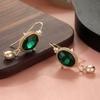 Vintage Round Synthetic Dark Green Crystal Pearl Golden Color Earrings Women's  Creative Holiday Party Gift Pendant