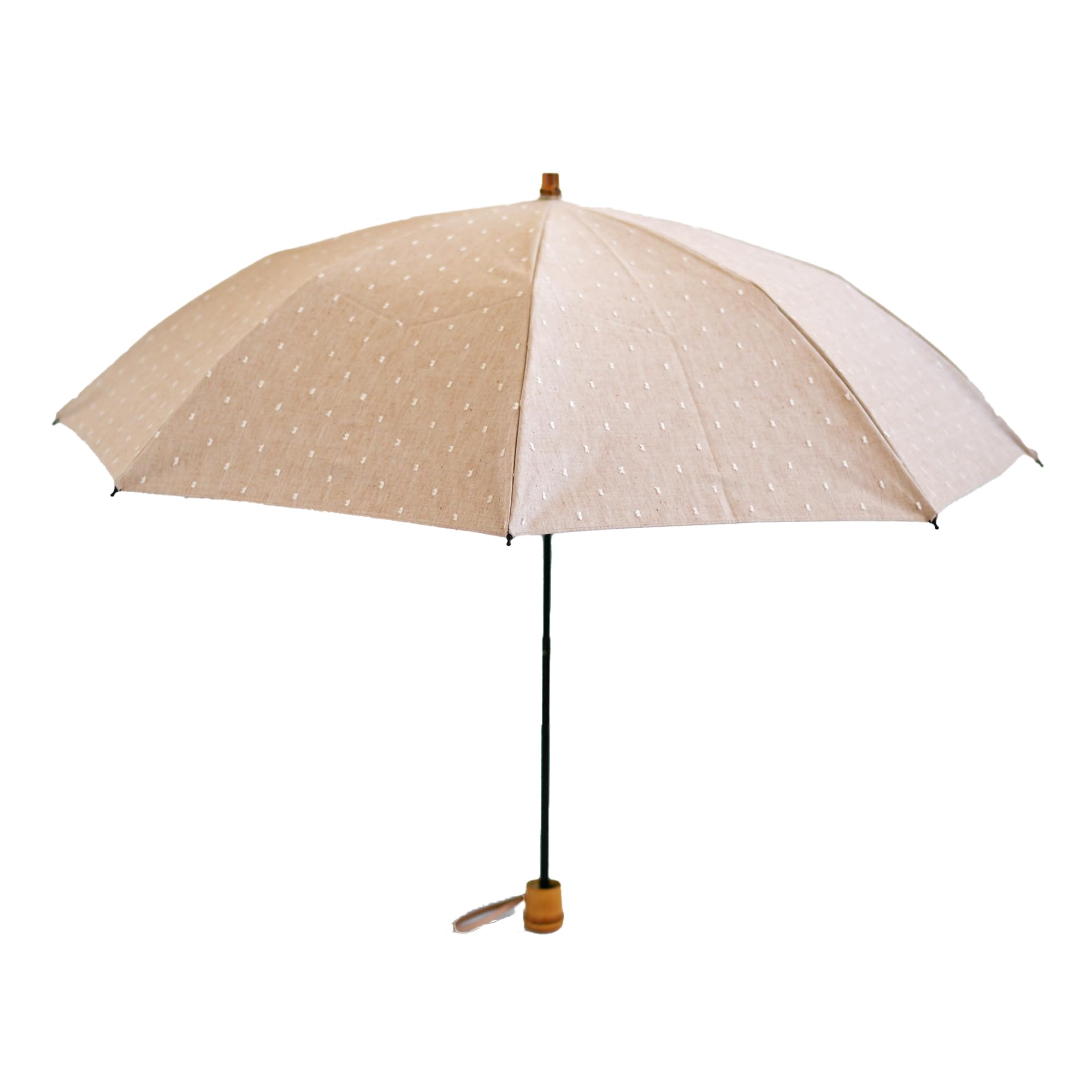 

Сделано в органическом складном зонте для любой погоды 1-го класса легкий двойной 8 спиц с защитой от УФ и тепла Komiya Shoten Бахрома в горошек Япония, 100% хлопок, 2-сторонний бежевый