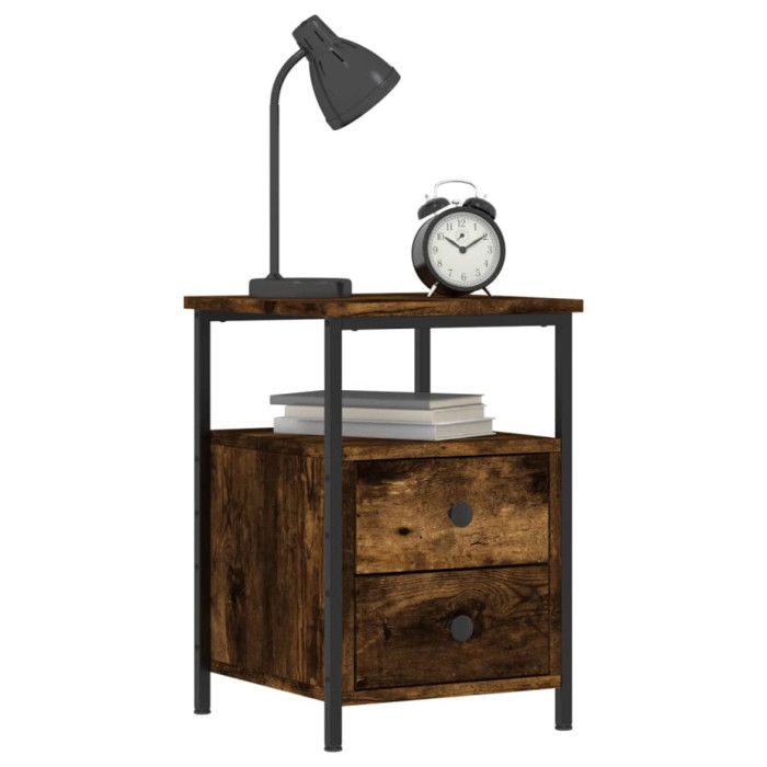 VidaXL Bedside Table Smoked Oak 34x35.5x50 Cm Engineered Wood 826017