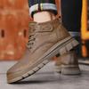 Autumn New Martin Boots Winter Velvet Warm High-top Tooling Leather Boots Medium-top British Casual Leather Shoes