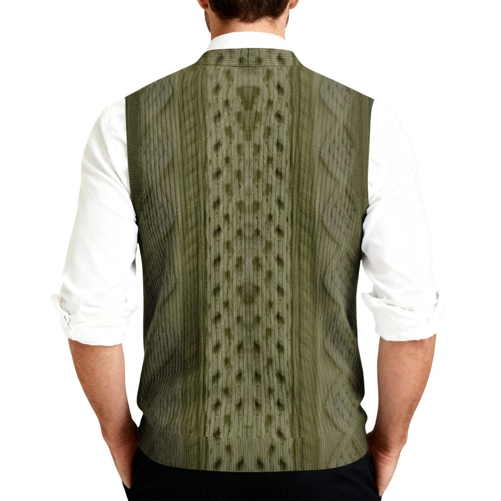 Men's V-Neck Sleeveless Knit Cardigan Vest