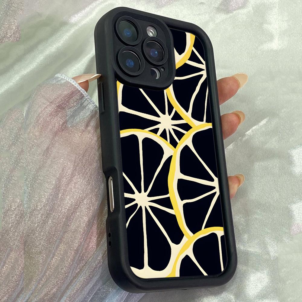 JT83 Black Lemon Illustration for iPhone 17 16 15 Pro Max Samsung S26 S25 S24 Ultra A17 A16 A07 A56 Xiaomi 15T Redmi Note14 Pro Soft 15c TPU Case