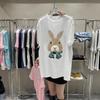 T-shirt Damski Casual Duży Rozmiar Luźny Okrągły Dekolt Pulower Krótki Rękaw Góra