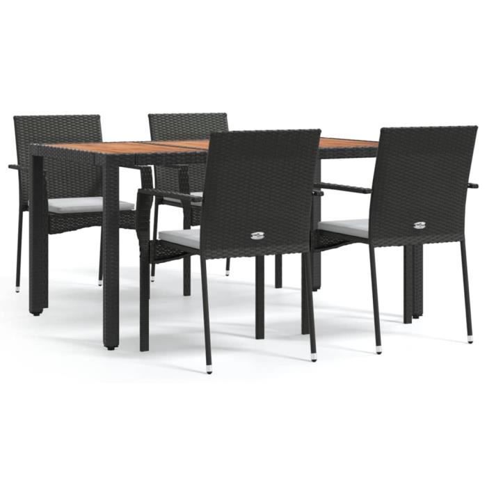 VidaXL Garden Dining Furniture and Cushions 5pcs Black Wicker 3184989