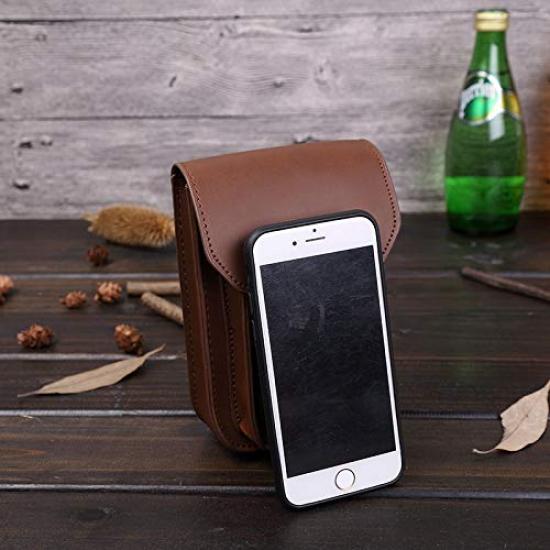 Scissor Scissor Waist Leather and with Belt Loop and Carabiner Hook k-cocochi Bag, Case, Pouch, Suede, Brown,
