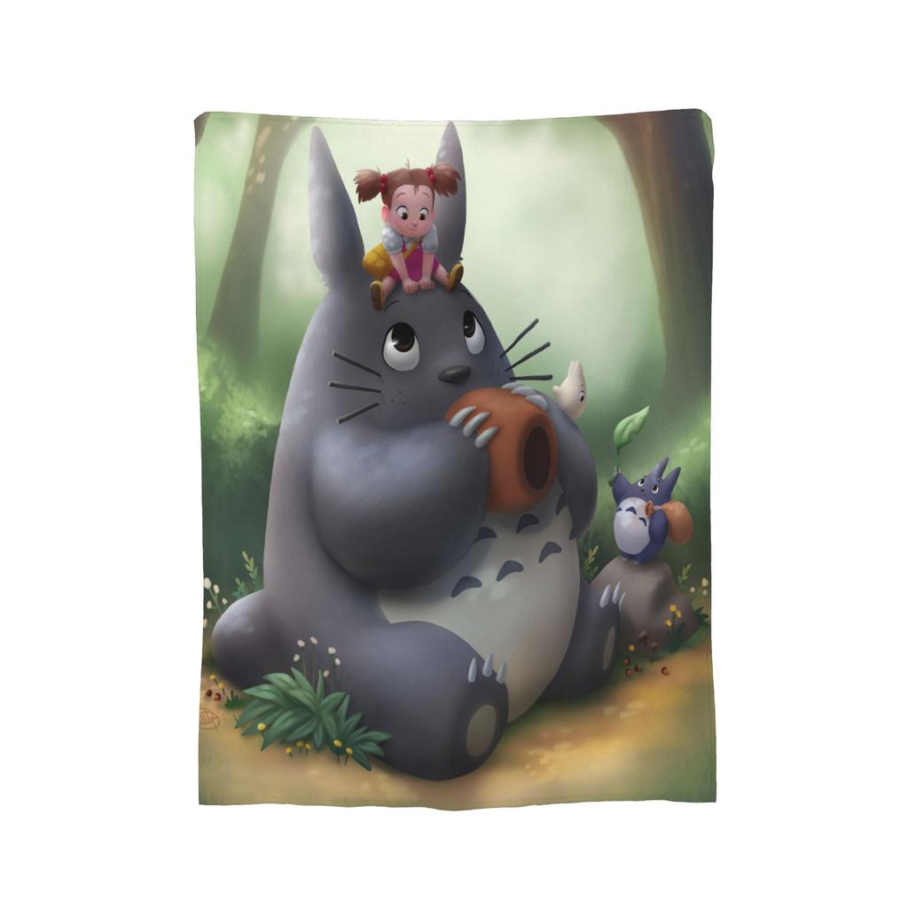 Cute T-Totoros Miyazaki Hayao Blanket Flannel Textile Decor Multi-function Super Soft Throw Blankets for Bed Office Bedspread
