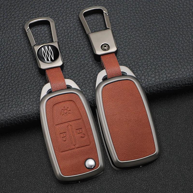 Lega di Zinco + Pelle Custodia Copri Guscio Protettivo per Chiave Auto con Telecomando Flip per Camion Daf 106 Cf Euro 6 Xg Xf
