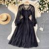 Spring Autumn  New Long Dresses Chic Sweet Temperament Women's  Net Yarn Dress