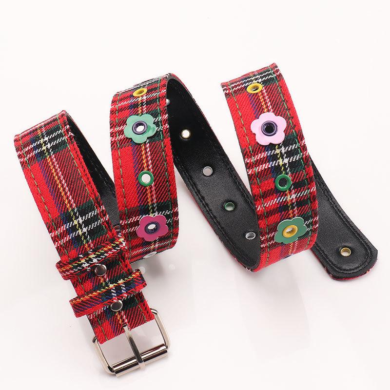 American Spice Girl Dopamine Belt Female Corns Flower Ladies Belt Plaid Jeans Decorative Belt