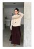 Jiu'er Retro Fair Isle Wool Sweater - Women's Round Neck Fluffy Winter Top