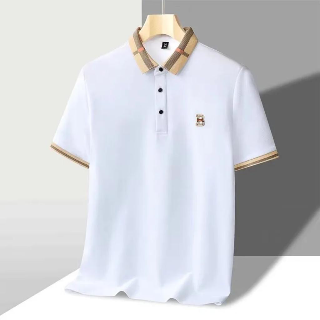 Luxury Short Sleeve Polo Shirt Men New High-end Silk Cotton Breathable Paul T-shirt Fashion Casual Men's Wear