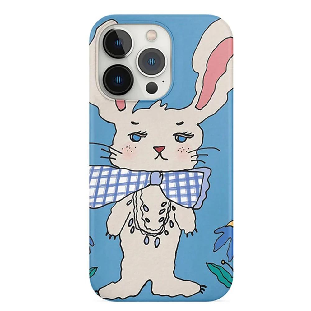 

Luxury Clmj Preppy Style Rabbit Phone Case for iPhone 17 16 15 14 13 12 11 Pro Max Plus Air Glossy Film Hard PC Cover iPhone 14 Plus