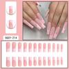 Long French Style Press-On Nails With Pink Heart Design Sweet Glam Nail Art Tips Women