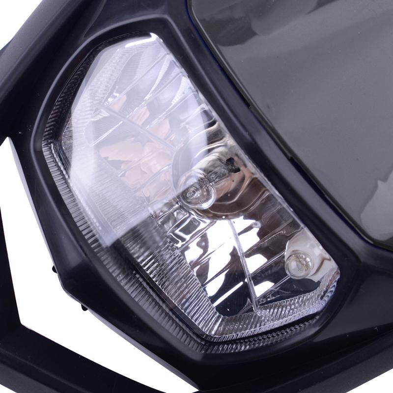 Black Plastic Motorcycle Dirt Bike Front Headlight Headlamp With Fairing H4 12V