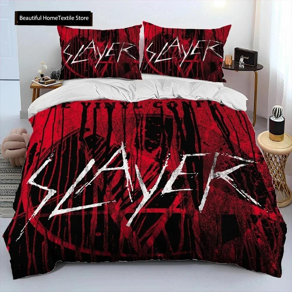 Slayer Heavy Metal Band Music Comforter Bedding SetDuvet Cover Bed Set Quilt Cover PillowcaseKing Queen Size Bedding Set Gift