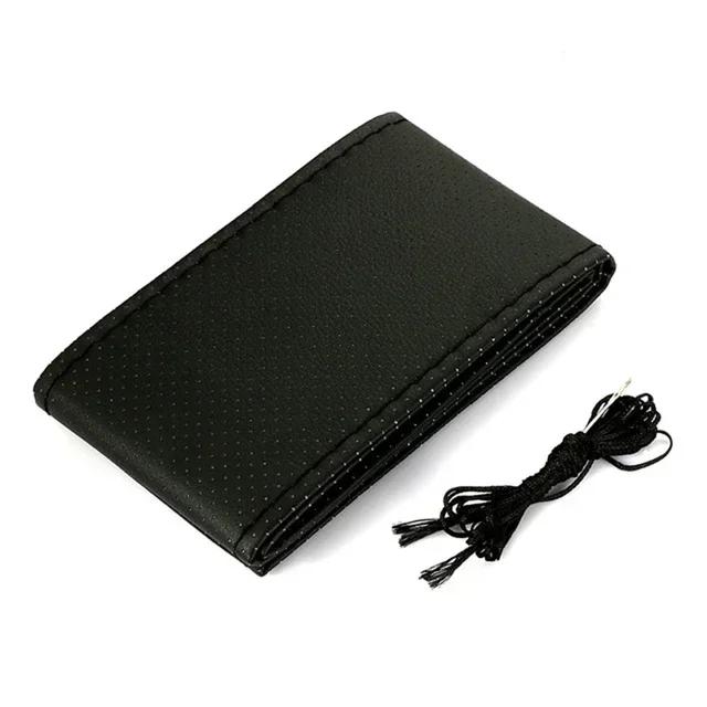 Car Steering Wheel Cover Genuine Leather Anti-Slip Braiding Cover For Steering Wheel Cowhide 37cm-38cm Steering Wheel Protector