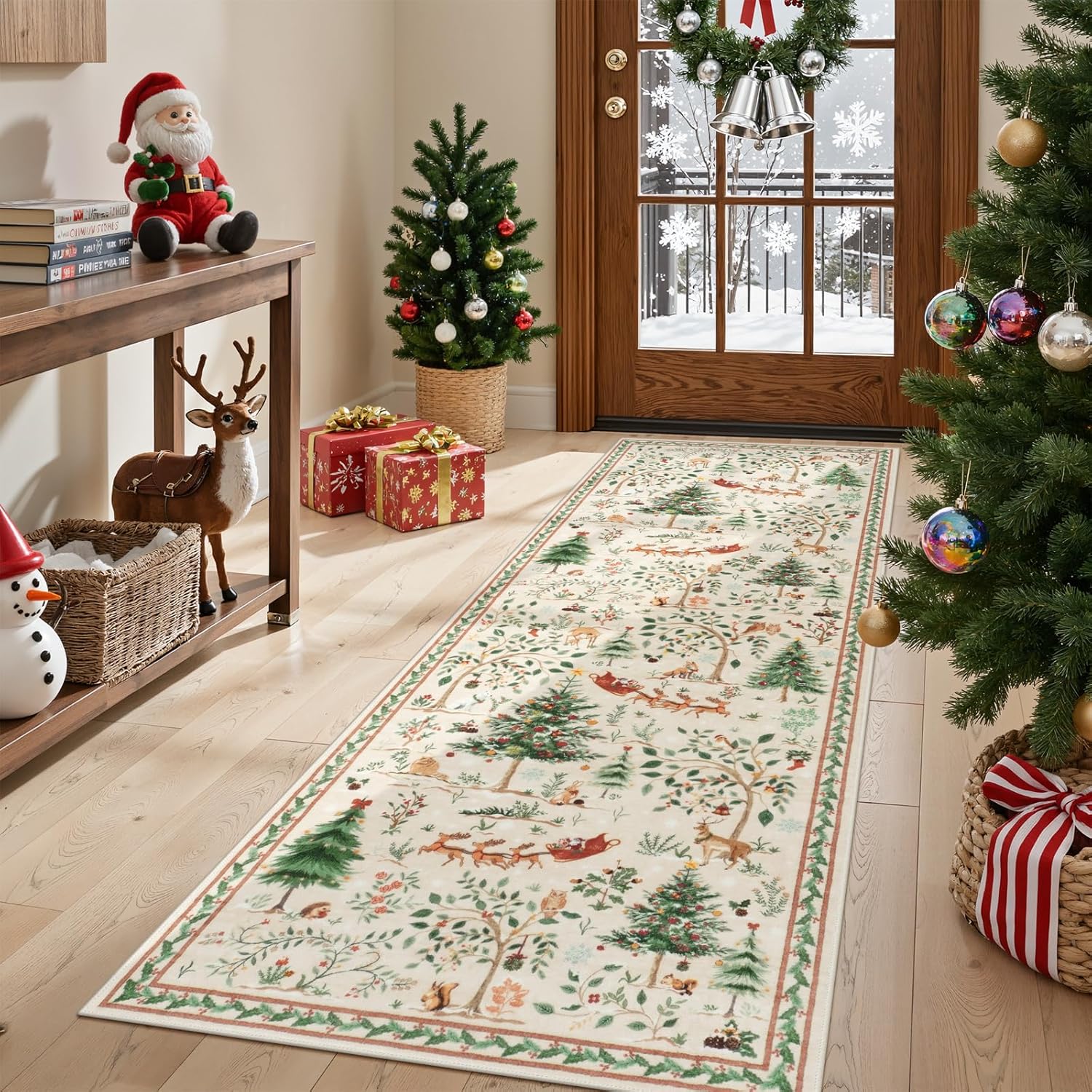 

Christmas Living Room Carpet, Bedroom Bedside Rug, Dining Room Low Pile Non-Slip Holiday Carpet, Home Decoration Items 80x200cm 31.5x80inch
