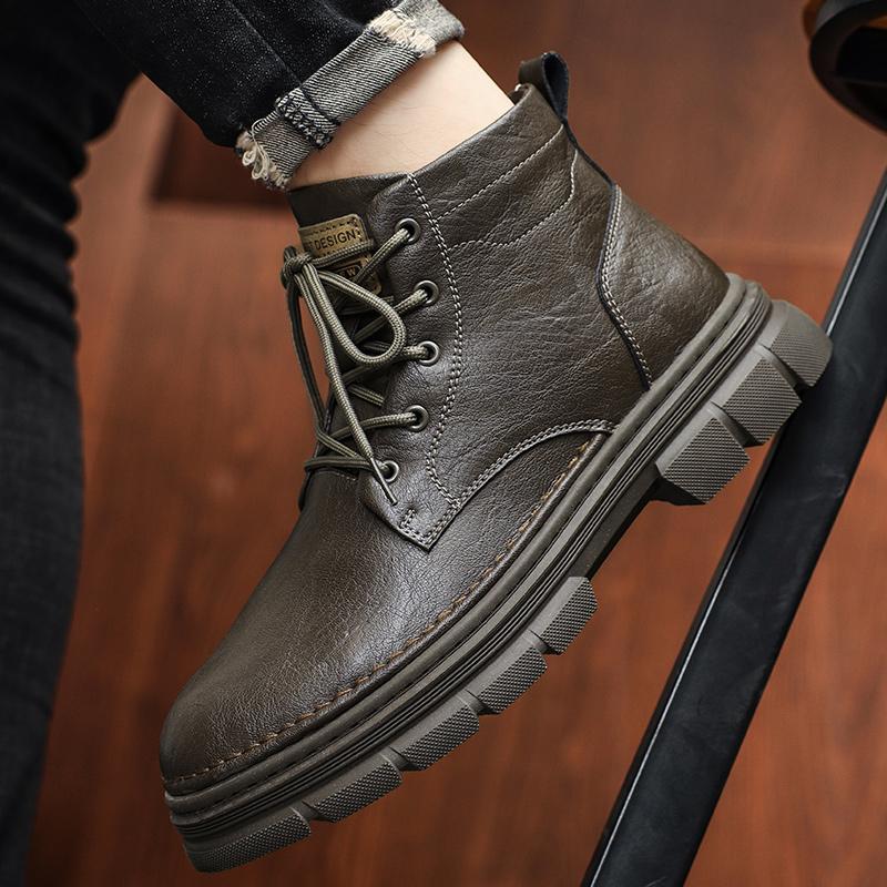 Mens Low Top Sneakers Genuine Leather Male Walking Boots New Men's Motorcycle Boots New Arrival Outdoor Men Basic Boots