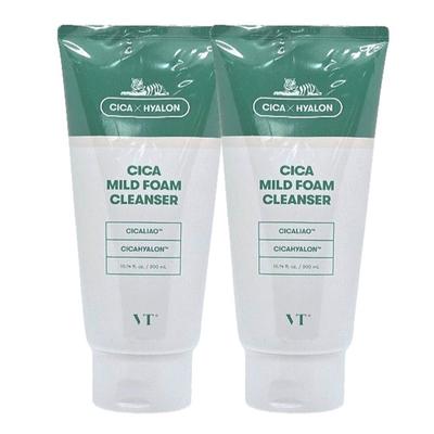 [Paquete de 2] VT Cica Limpiador Facial Suave en Espuma 300ml × 2 – Limpiador Facial Diario Suave para Piel Sensible con Centella Asiática y Complejo CICALIAO™