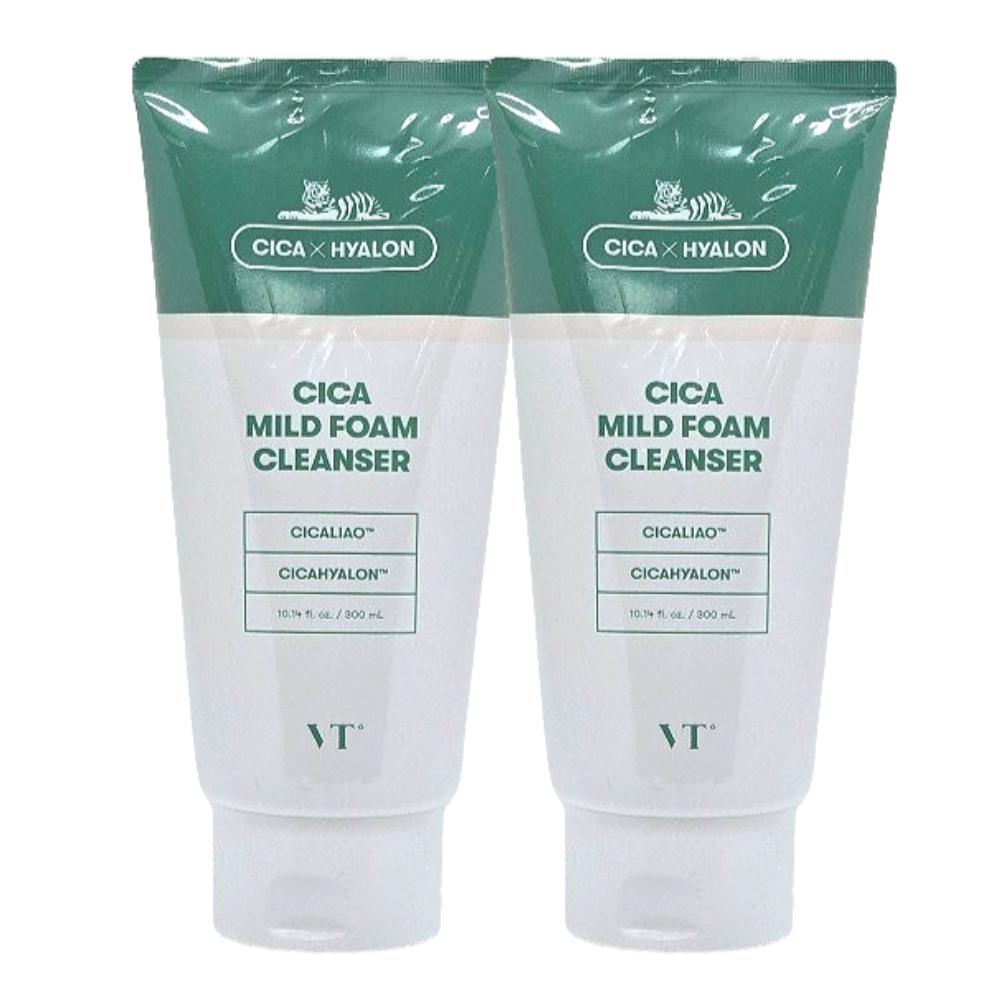 

[Набор из 2 штук] VT Cica Mild Foam Cleanser 300 мл × 2 – Мягкая ежедневная пенка для умывания для чувствительной кожи с центеллой азиатской и комплексом CICALIAO™ 300ml × 2