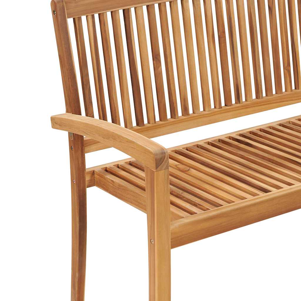 Stackable Garden Bench with Cushion 128.5 cm Solid Teak Wood