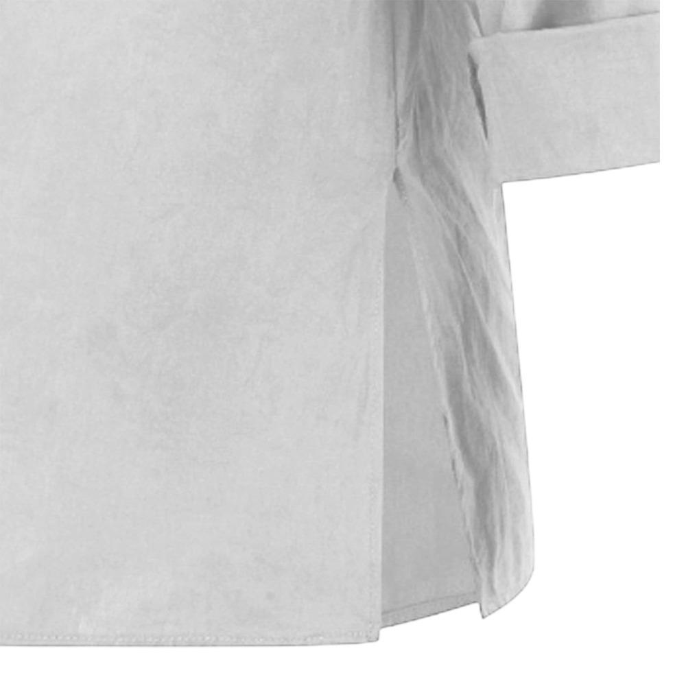 Spring and Summer Loose T-shirt Women's V-neck Cotton and Linen Button Up Top