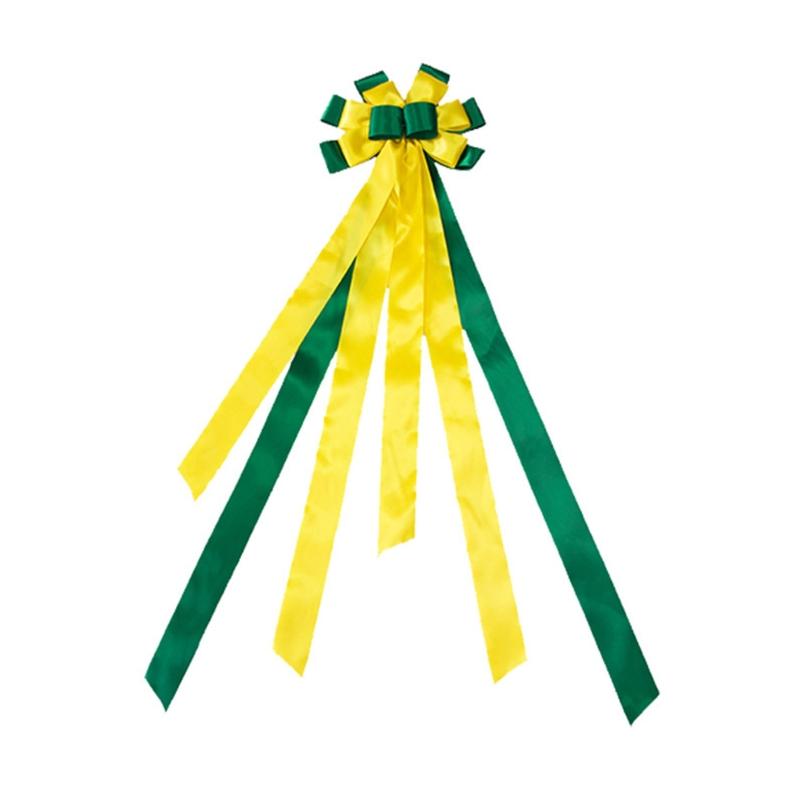 

Бант для украшения рождественской елки, большой, своими руками, красный, желтый, зеленый, бант из ленты, ручной работы, рождественский бант для украшения рождественской елки