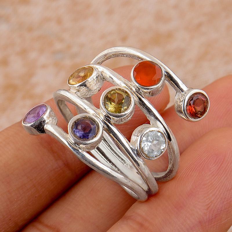 Irregular Designed Women Rings with Colorful CZ Silver Color Statement Female Finger Rings Hip Hop Gilrs Jewelry