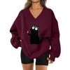 Women's V-neck Dropped Shoulder Halloween Print Sports Sweatshirt Top