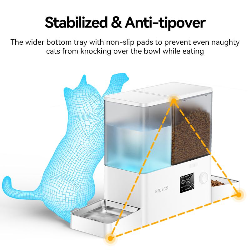 ROJECO Automatic Pet Feeder Water Fountain 8.5L Button Version Dog Food Dispenser Water Refill 2 in 1 Drinking Feeding Supplies 5