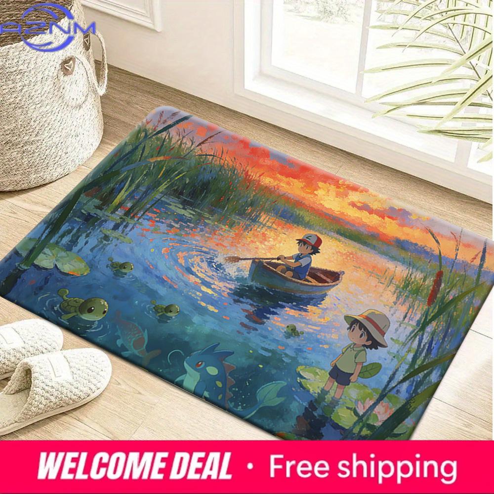 Pokemon Ash Lake Sunset Watercolor Non-Slip Doormat Soft Floor Mat 40x60cm
