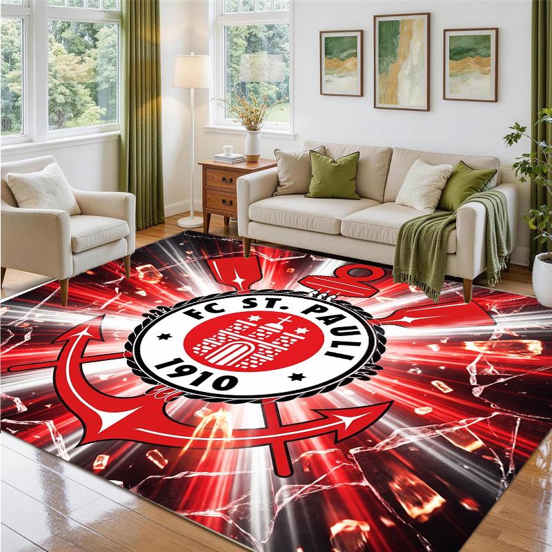 FC St. Pauli Football Design Crystal Velvet Rug Soft Decorative Mat for Bedroom Entrance
