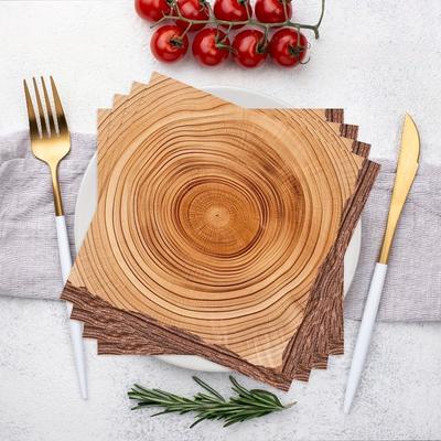 80pcs Brown Wood Grain Retro Farmhouse Disposable Napkins Ideal for Western Barn Birthday Wedding Lumberjack Themed Party Decor