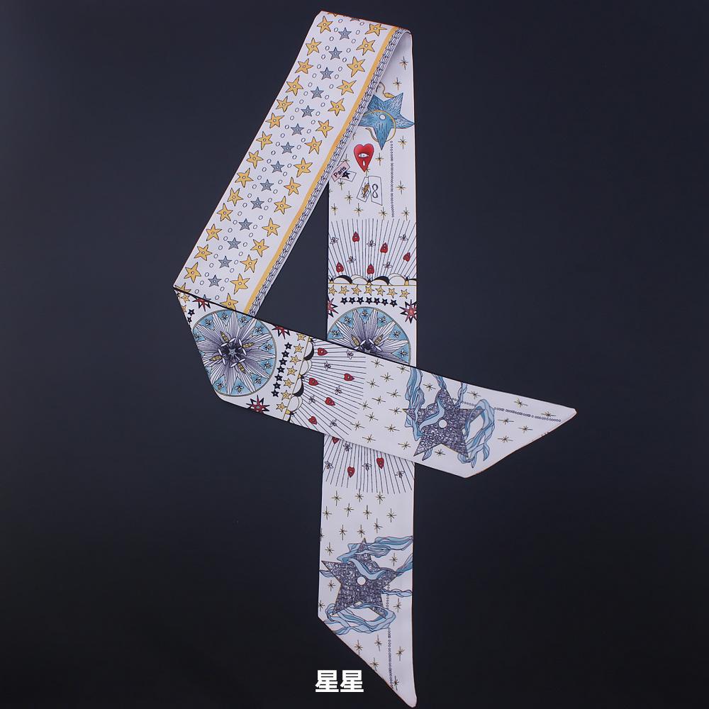 

Tarot Card Series Double-layer Double-sided Printing Women s Versatile Ribbon Tied Bag Scarf Small Scarf Wholesale 100X6cm зірка