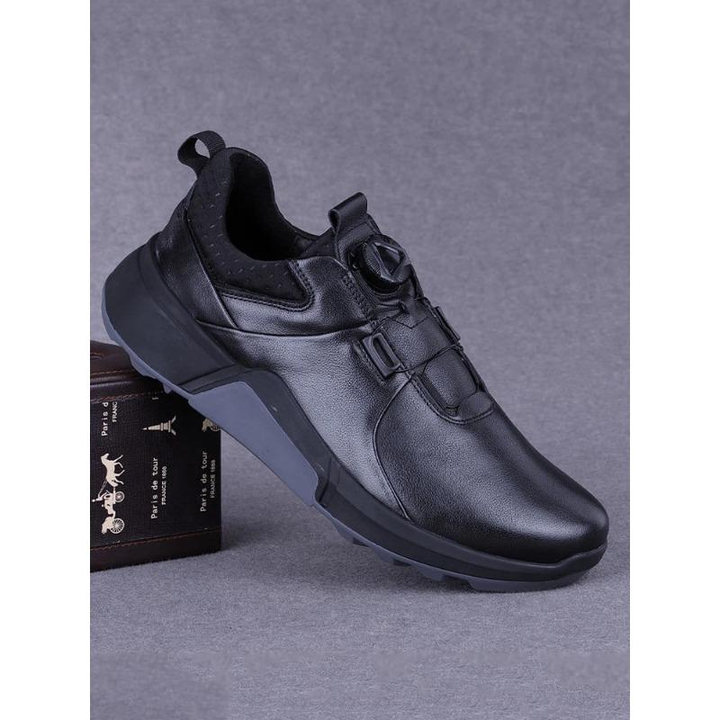Trendy Leather Shoes Men Original Rotary Buckle Sneaker Casual Cowhide Menswear Loafers Business Outdoor Hiking Trekking Sports