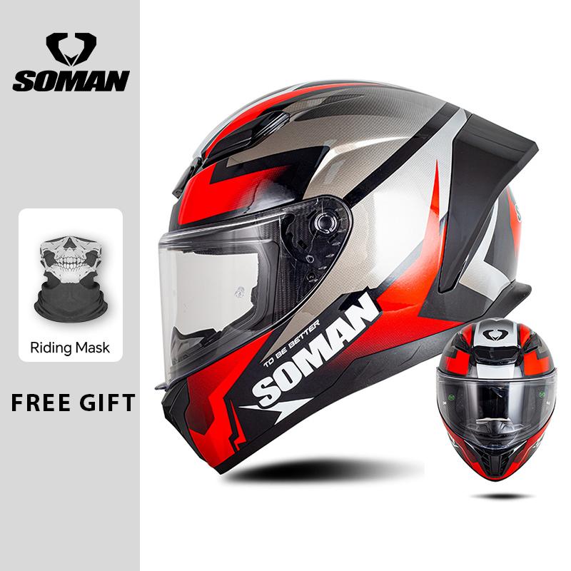 Men Women Full Face Helmet Cascos Para Motos DOT Approved SOMAN Motorcycle Helmets Retro Vintage Full Face Helm