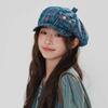 Korean Style Plaid Cloud Berets Sun Protection Octagonal Caps Japanese Button Hat  Streetwear