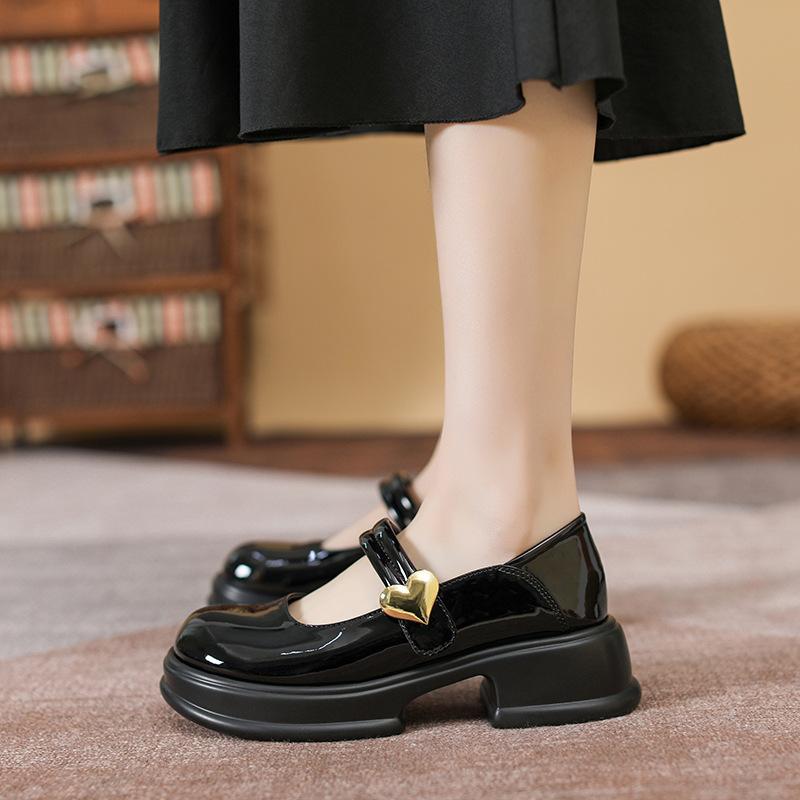 Light Sole Women's Retro Style Muffin Thick Sole Small Leather Shoes Thick Heel Mary Jane Single Shoes Casual Shoes
