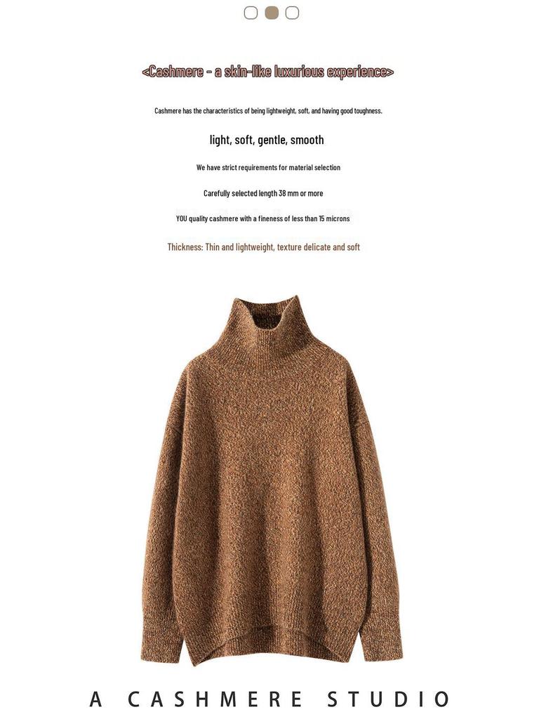 Cozy Cashmere Turtleneck Sweater: Soft, Thick Knit for Autumn & Winter