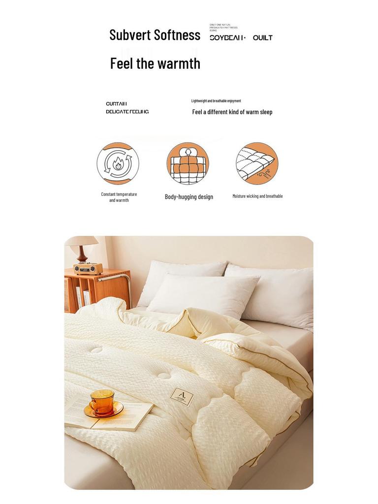 Class A Antibacterial Soybean Fiber All-Season Quilt: Cool Summer Duvet-Insert & Cozy Winter Quilt for Student Dorms