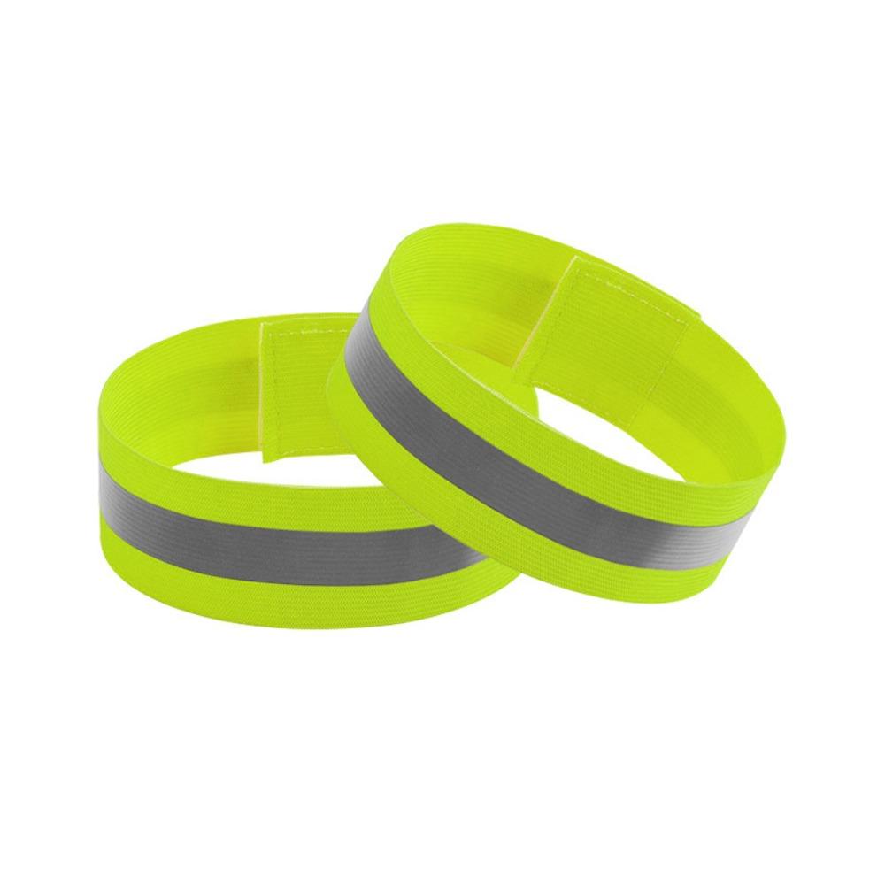 6Pcs Warning Reflective Bands Elastic Wrist Ankle Straps Running Reflective Arm Bands Construction Green 34x4cm