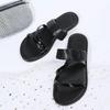 Womens Summer Sandals Rhinestone One Band Flat Slippers European and American Style Plus Size