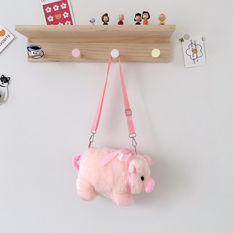 

Pink Piglet Plush Bag Korean Large Capacity Lady Shoulder Bag Ins Cute Doll Messenger Bag Mountaineering Bag Christmas Gifts